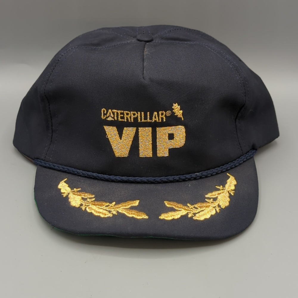 CAT Caterpillar VIP Hat Rope Embroidered Cap Adjustable Strapback OSFM Navy USA